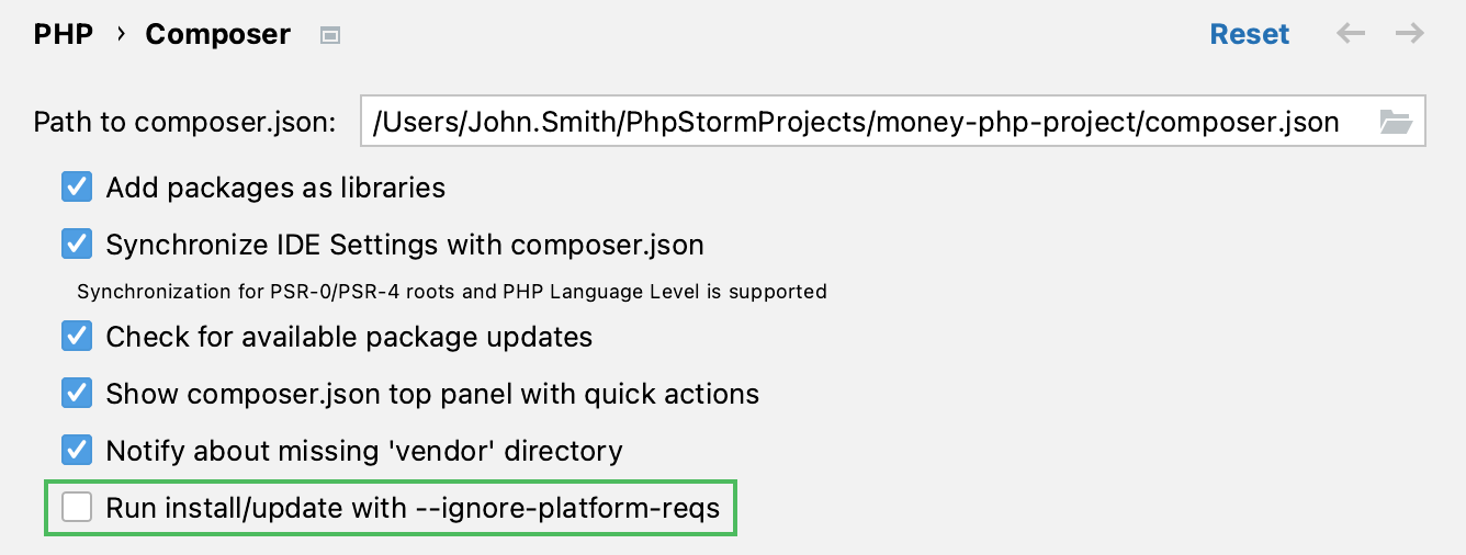 Enable Composer option in settings