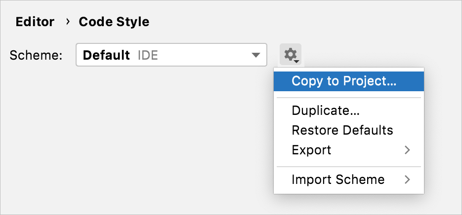 Copying code style scheme settings