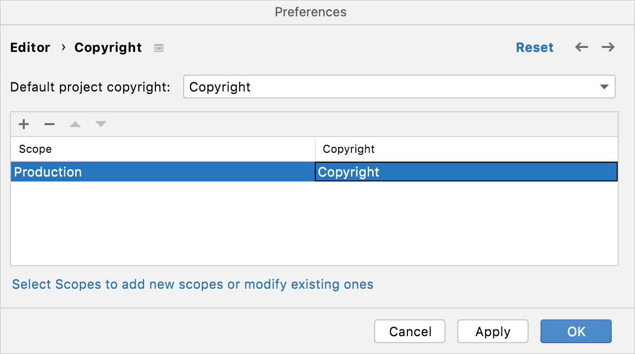 Associating a profile with a scope