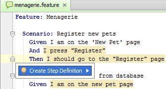 cucumberCreateStepDefinition