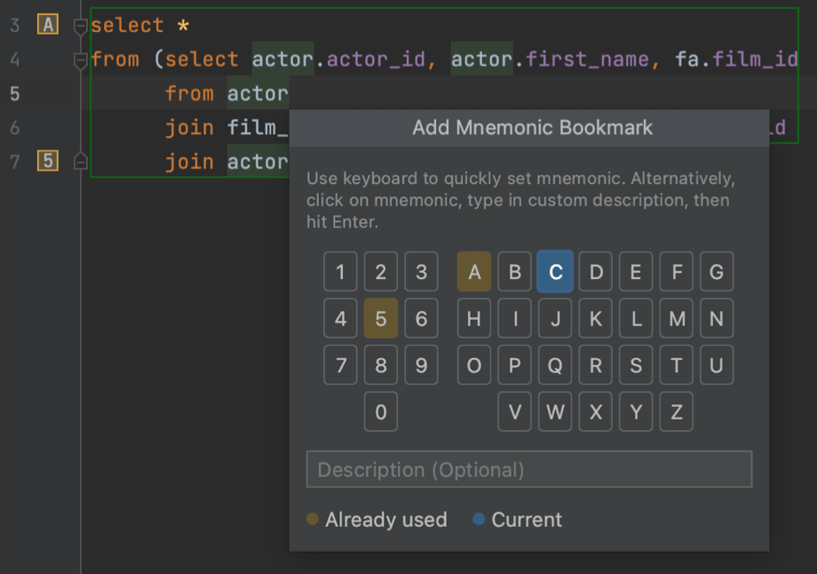 Bookmarks DataGrip Documentation
