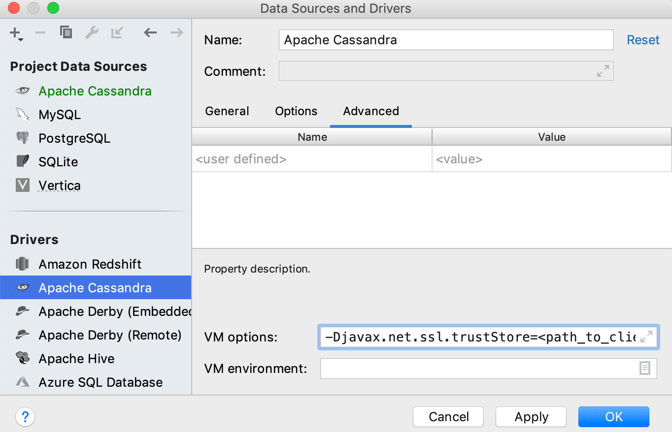 Set VM options