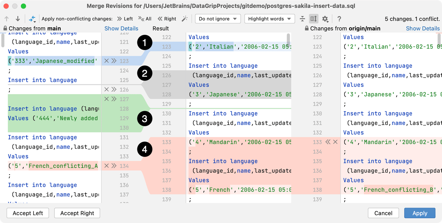 color coding in the conflict resolution tool color coding in the conflict resolution tool