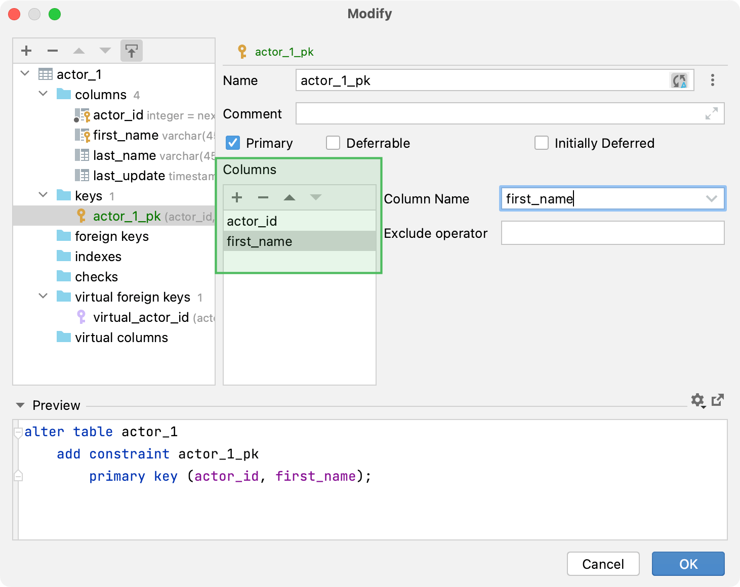 Primary Keys Datagrip Documentation