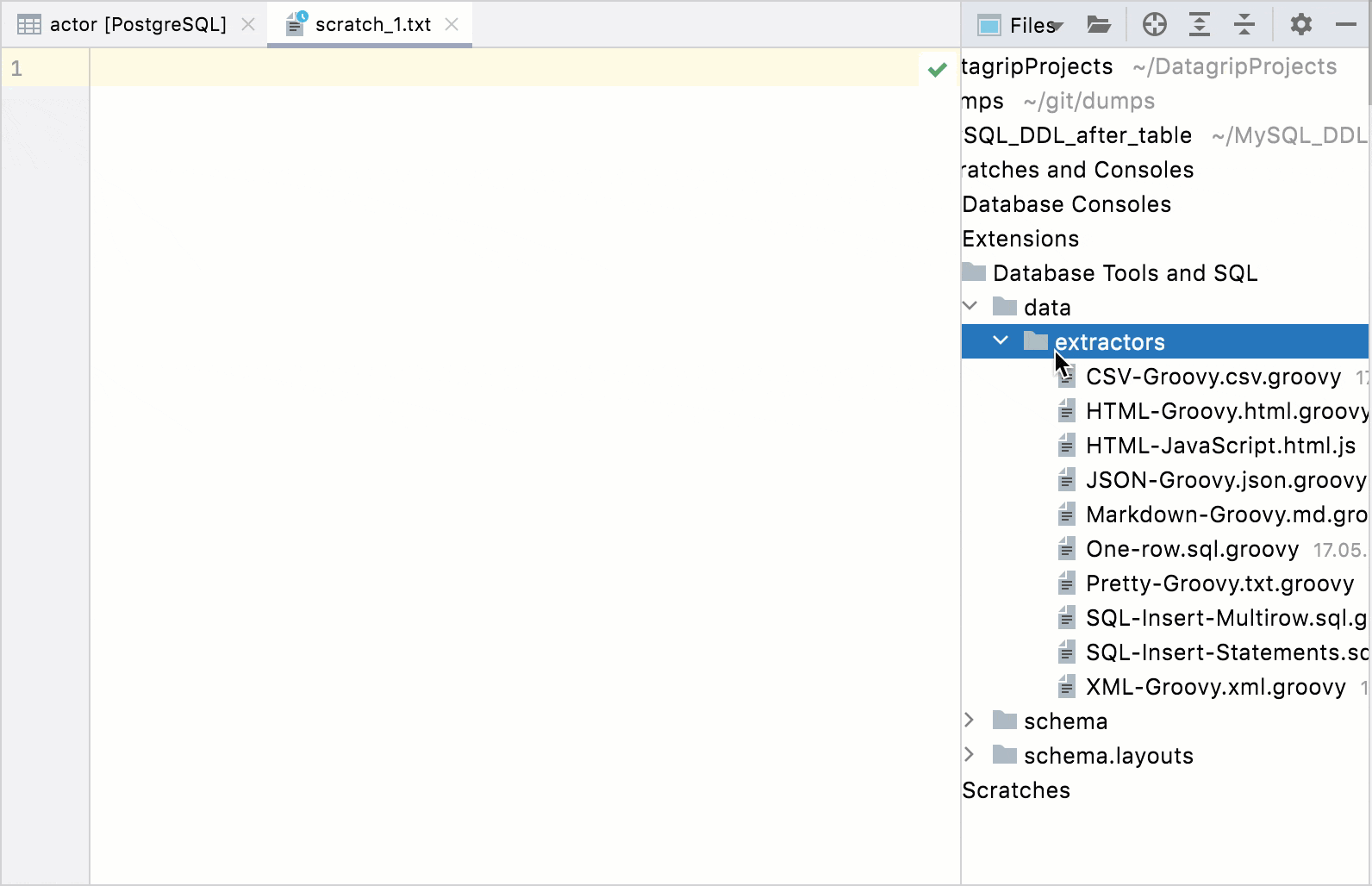 Data extractors DataGrip Documentation