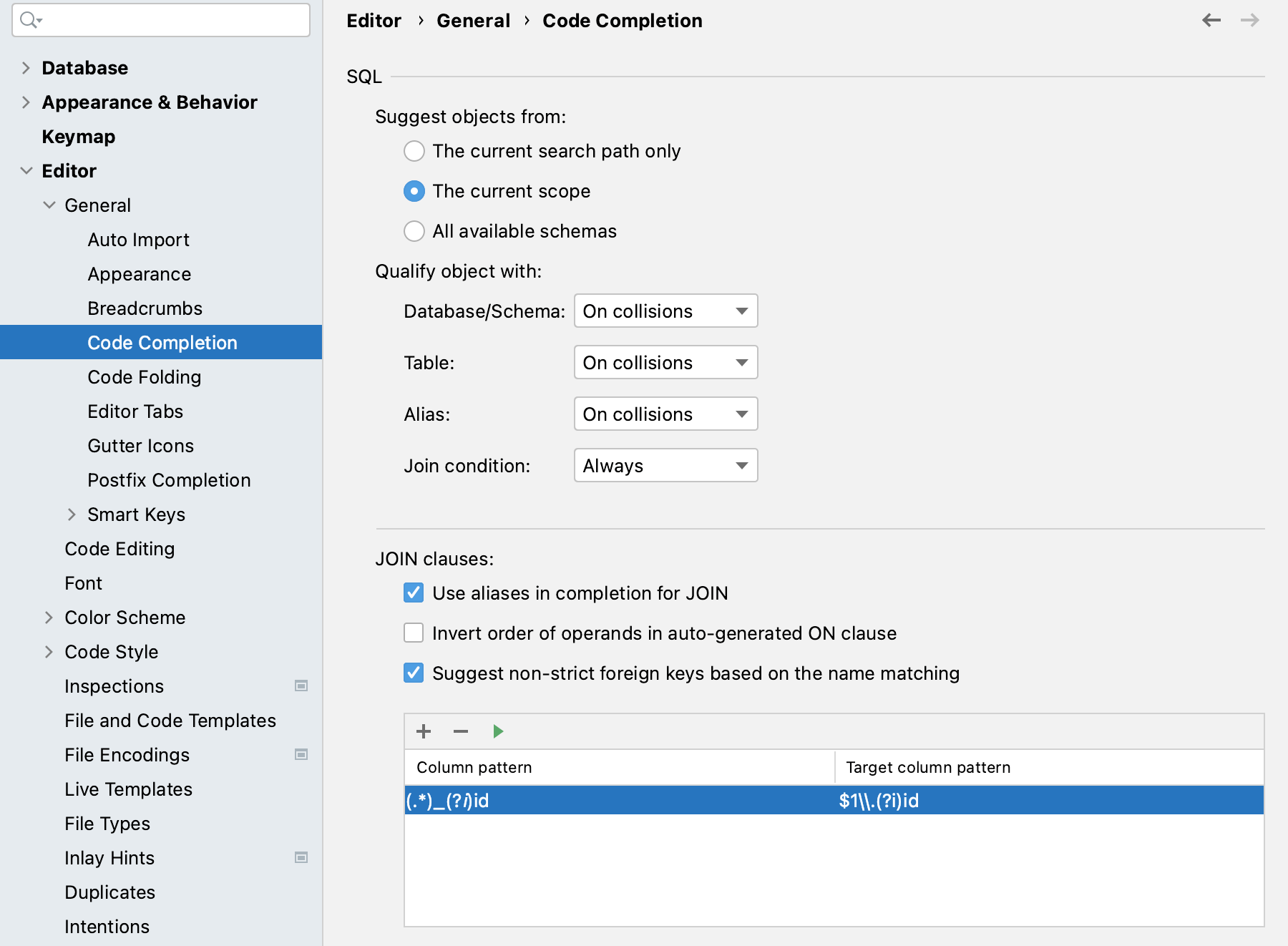 Create rules for virtual foreign keys