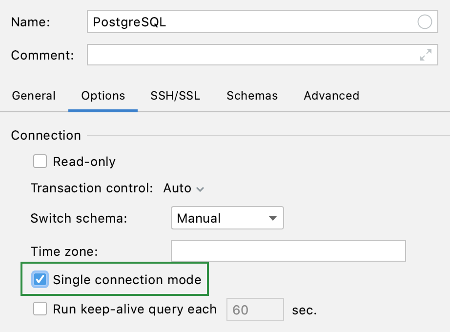 Enable the single session mode