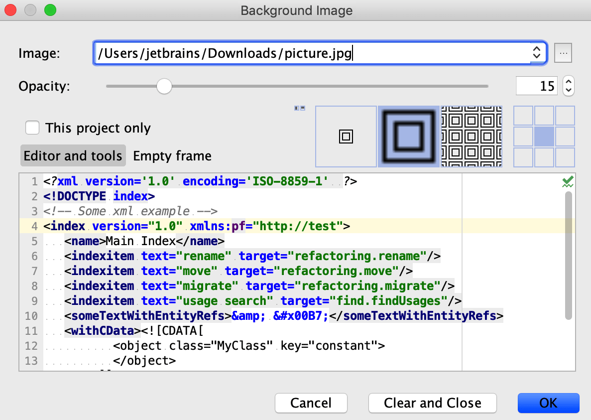 Background image | DataGrip Documentation