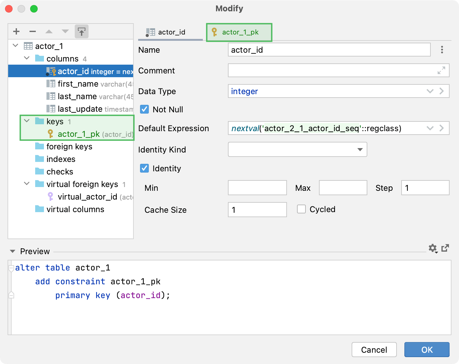 Make a column a primary key