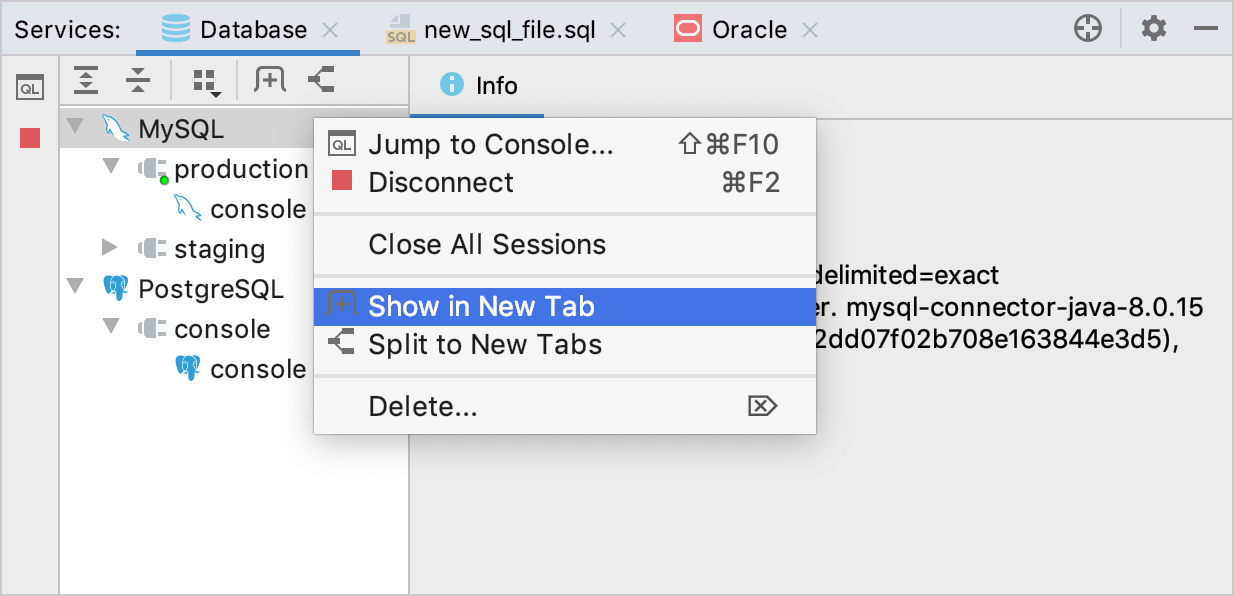 Move a session or a data source to a separate tab