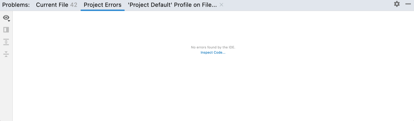 Project Errors tab Project Errors tab