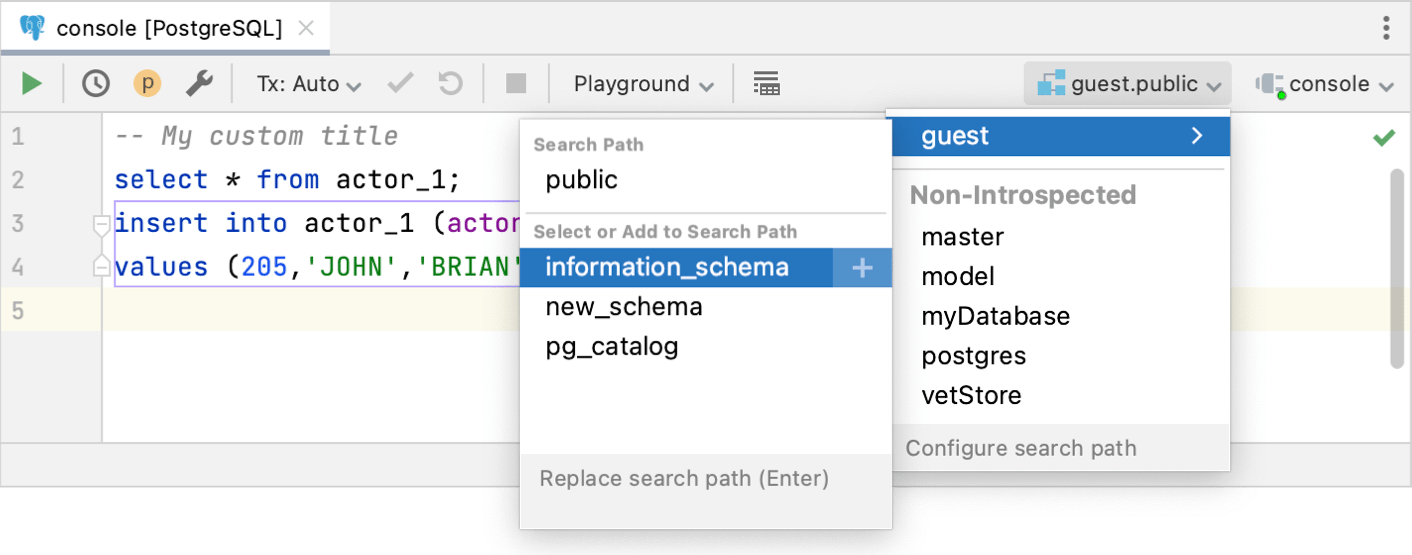 Select a search path for PostgreSQL