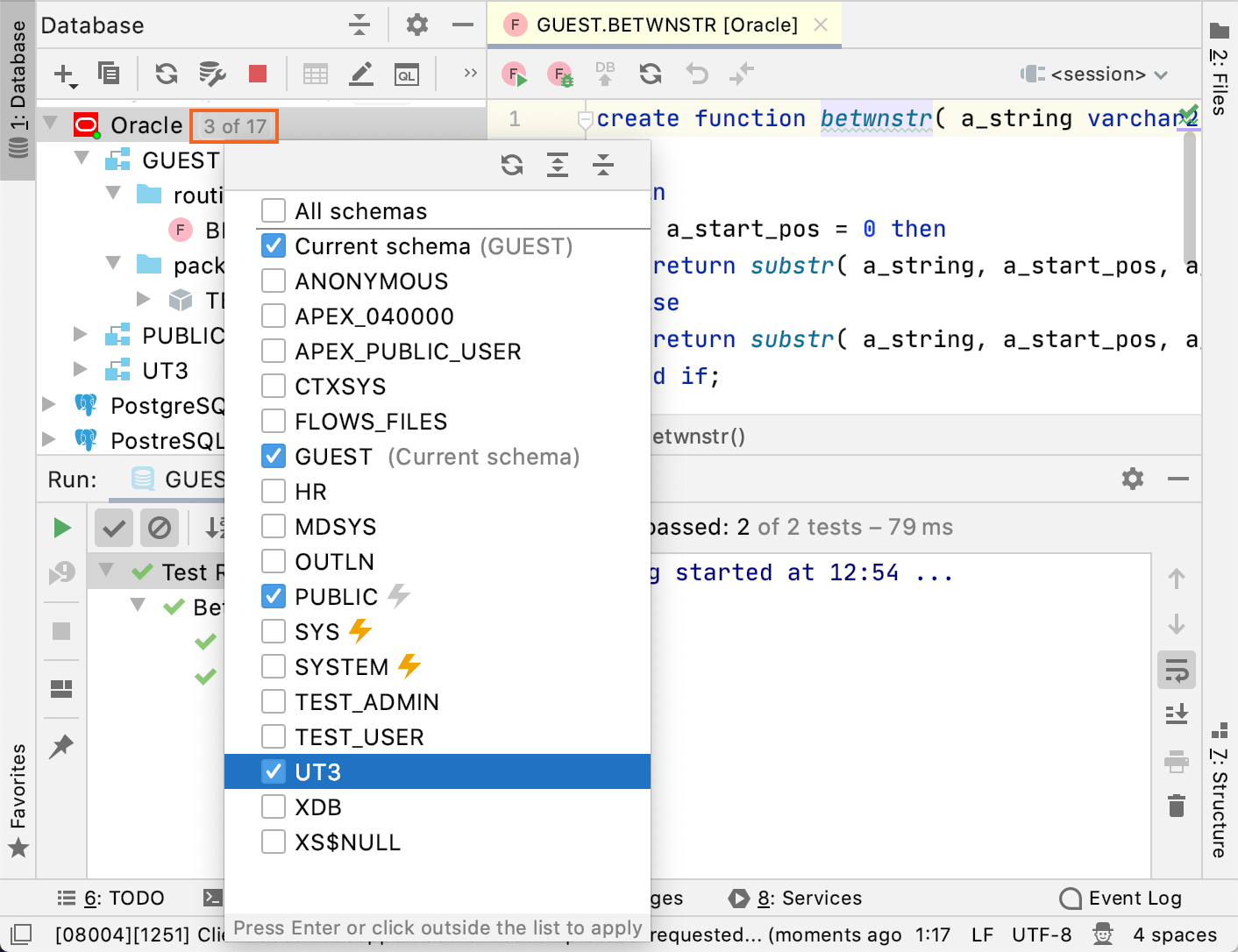 Enable the utPLSQL schema Enable the utPLSQL schema