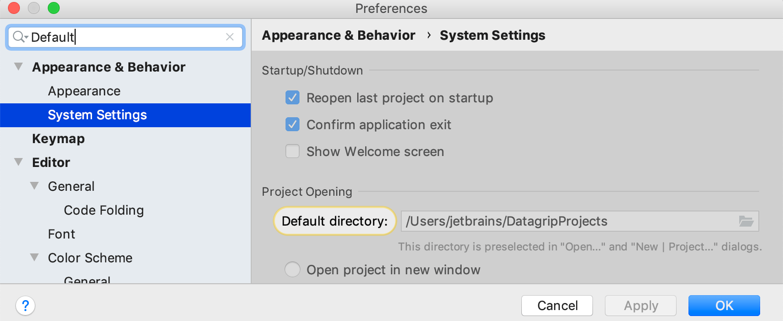 Setting a default directory Setting a default directory