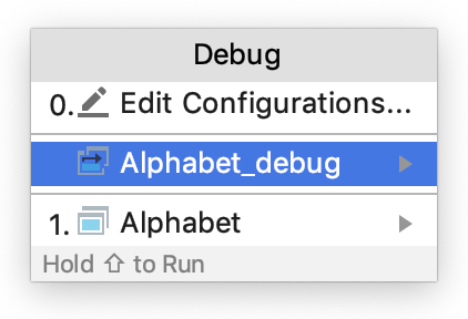 The Debug popup