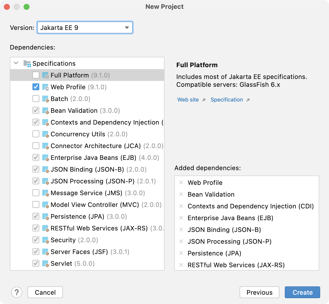 New Java Enterprise project wizard