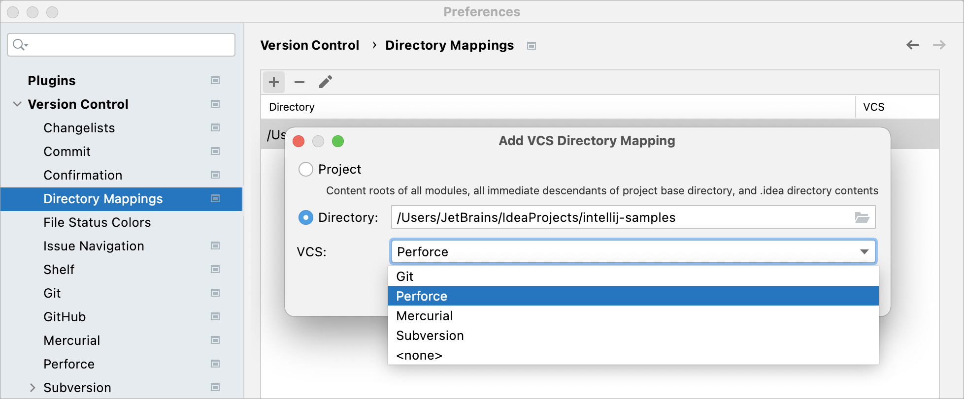 Enabling Perforce integration for directory