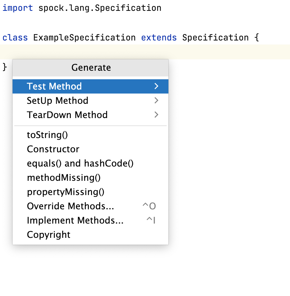 Generated Test method