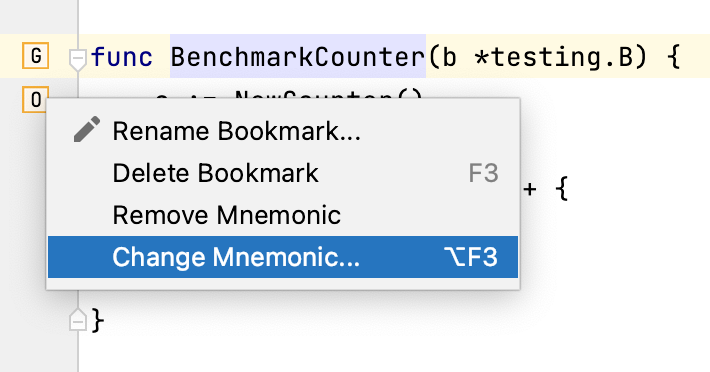 Changing a mnemonic identifier for a bookmark
