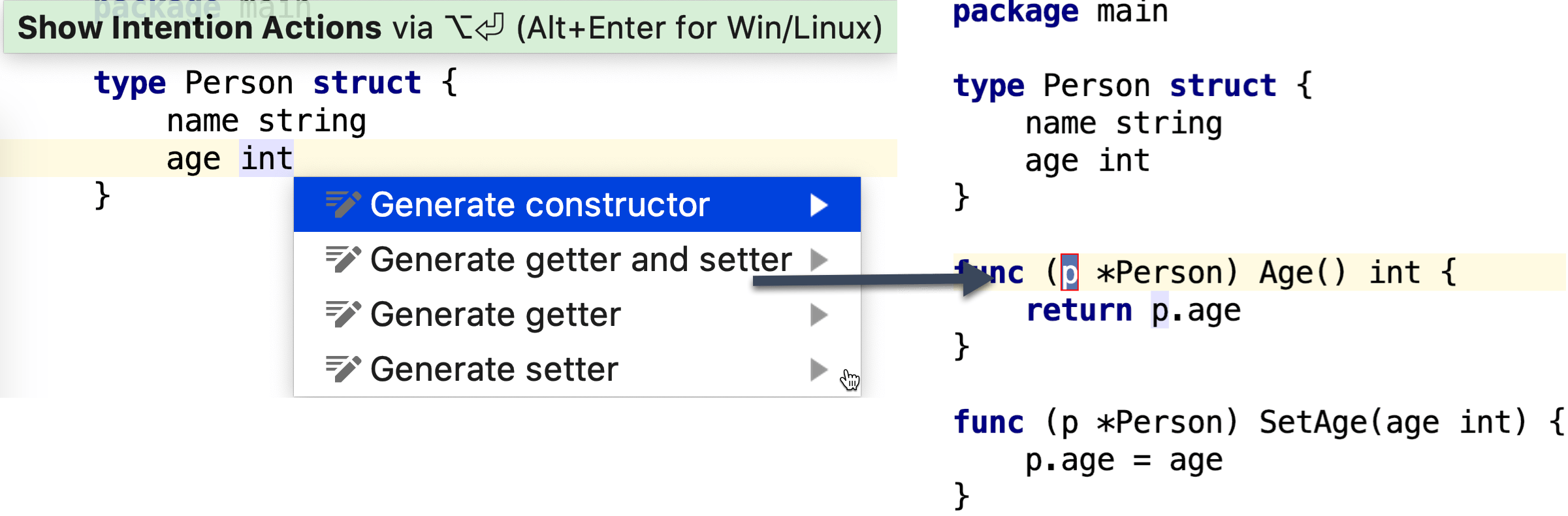 Generate getter and setter