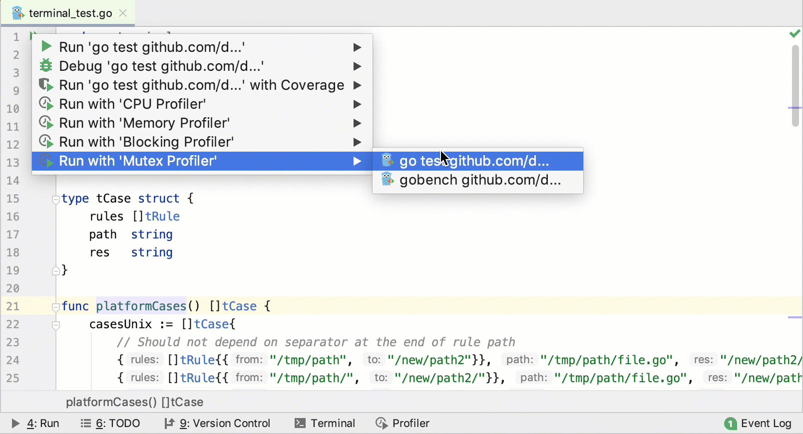 Run Mutex profiling