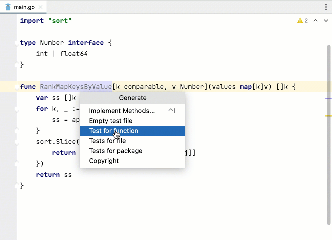 tests for generic functions