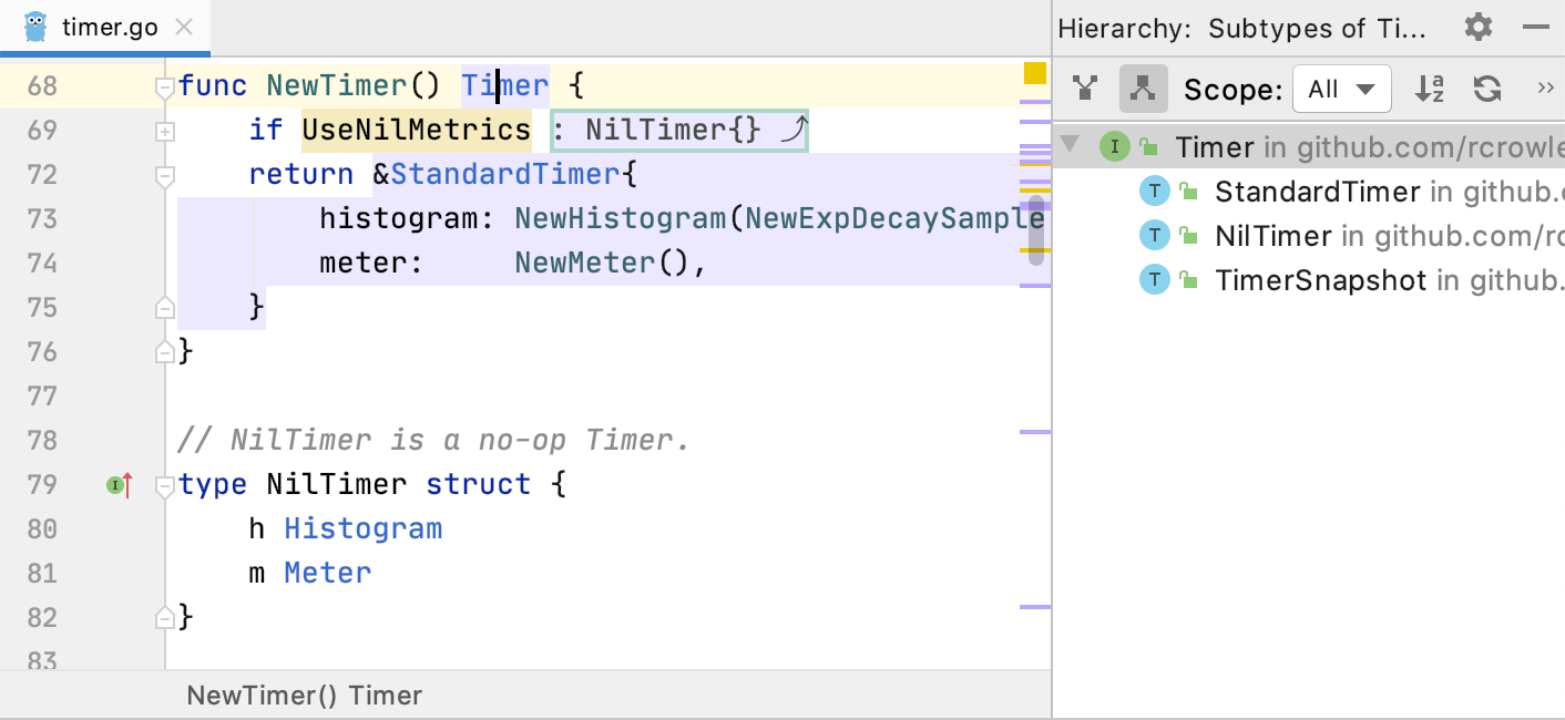 Type hierarchy shown in the Hierarchy Tool Window