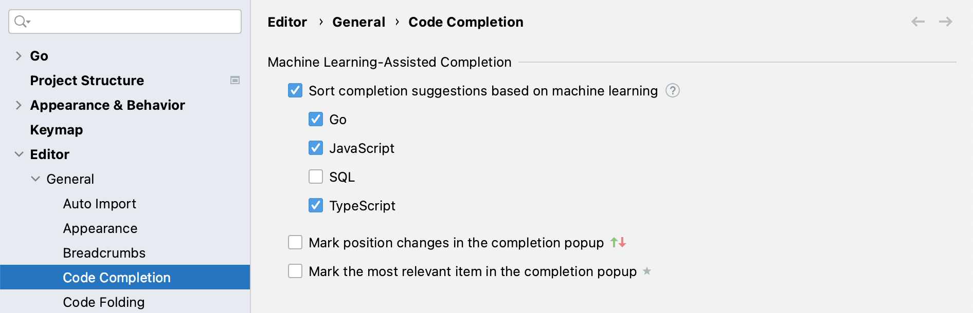 Use machine-learning-assisted code completion