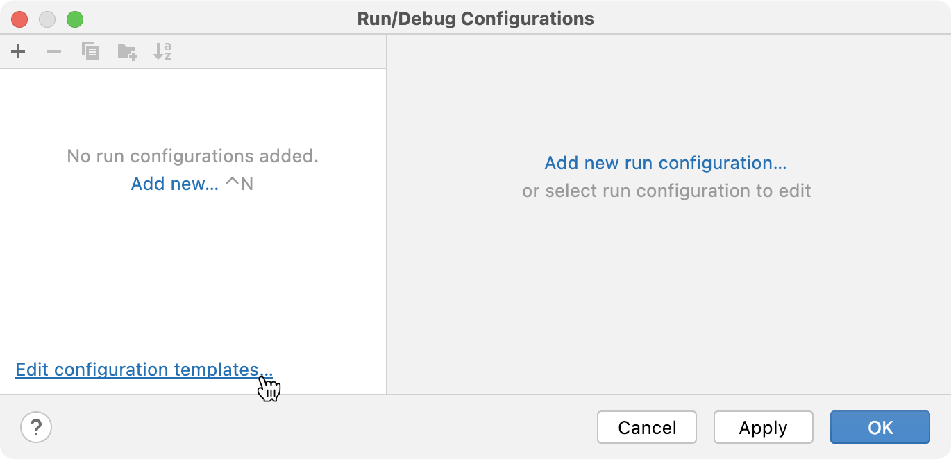 Run/Debug templates