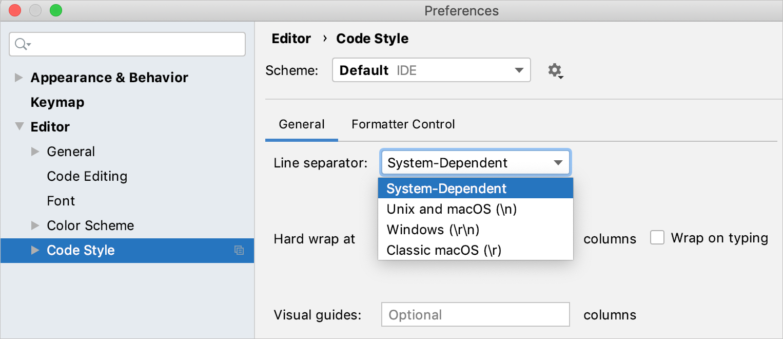 Line Separator for new files