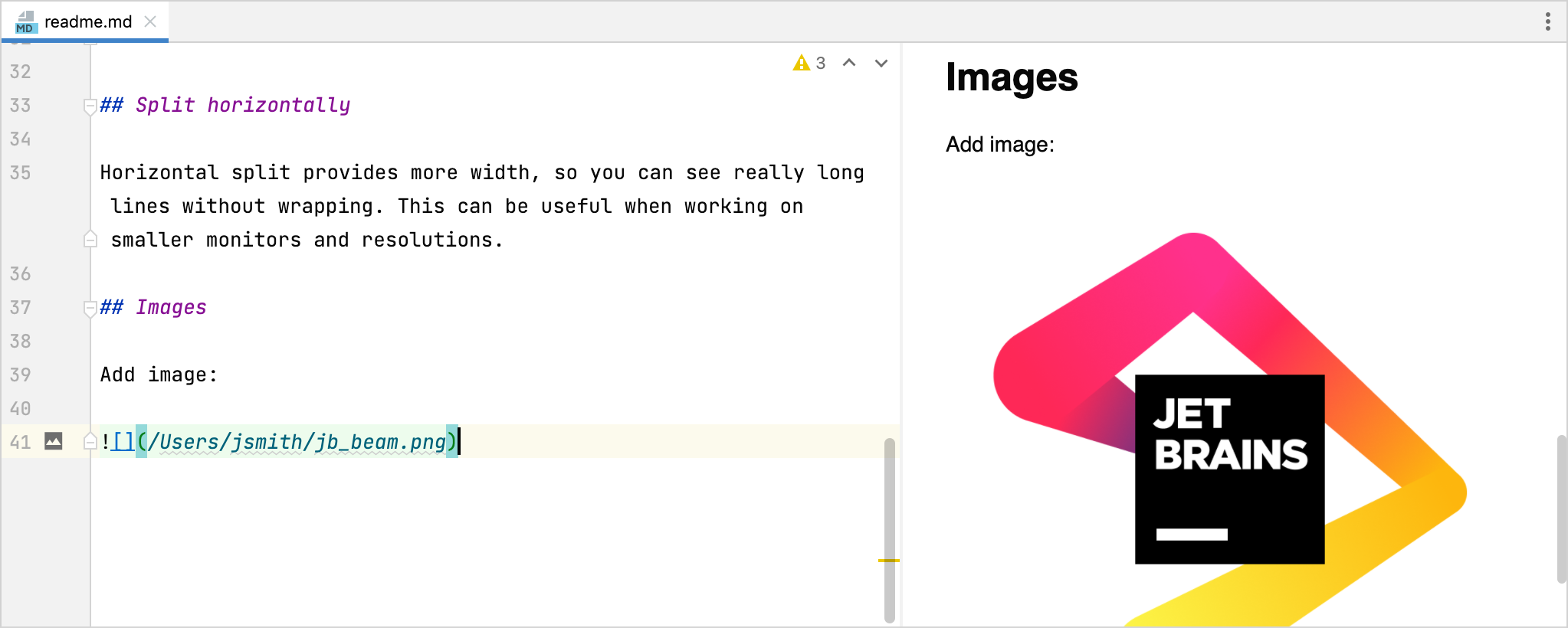 Inserted image in a Markdown document