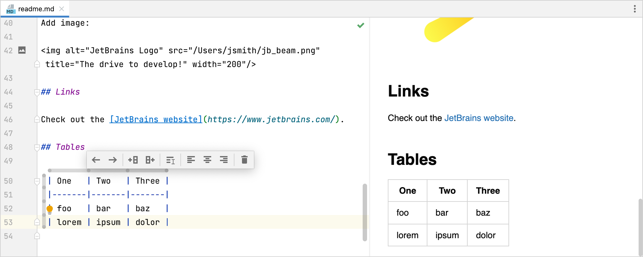 Editing a table in a Markdown file