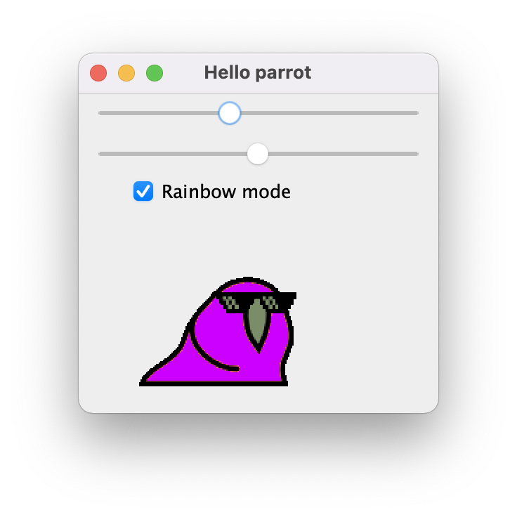 The parrot animation has frozen