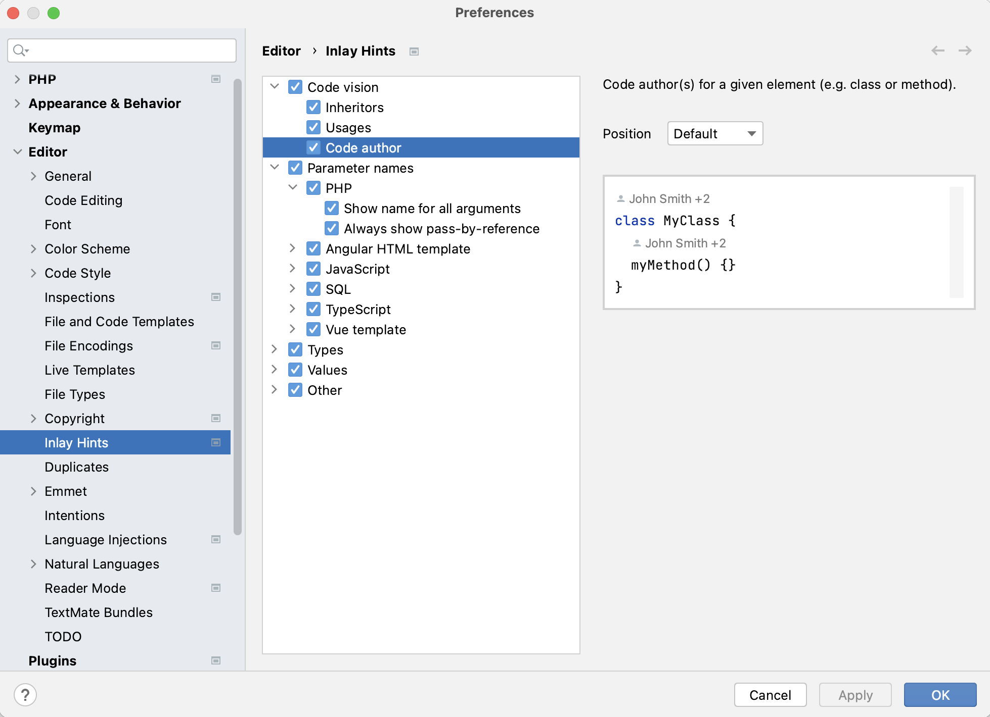 Settings | Inlay Hints