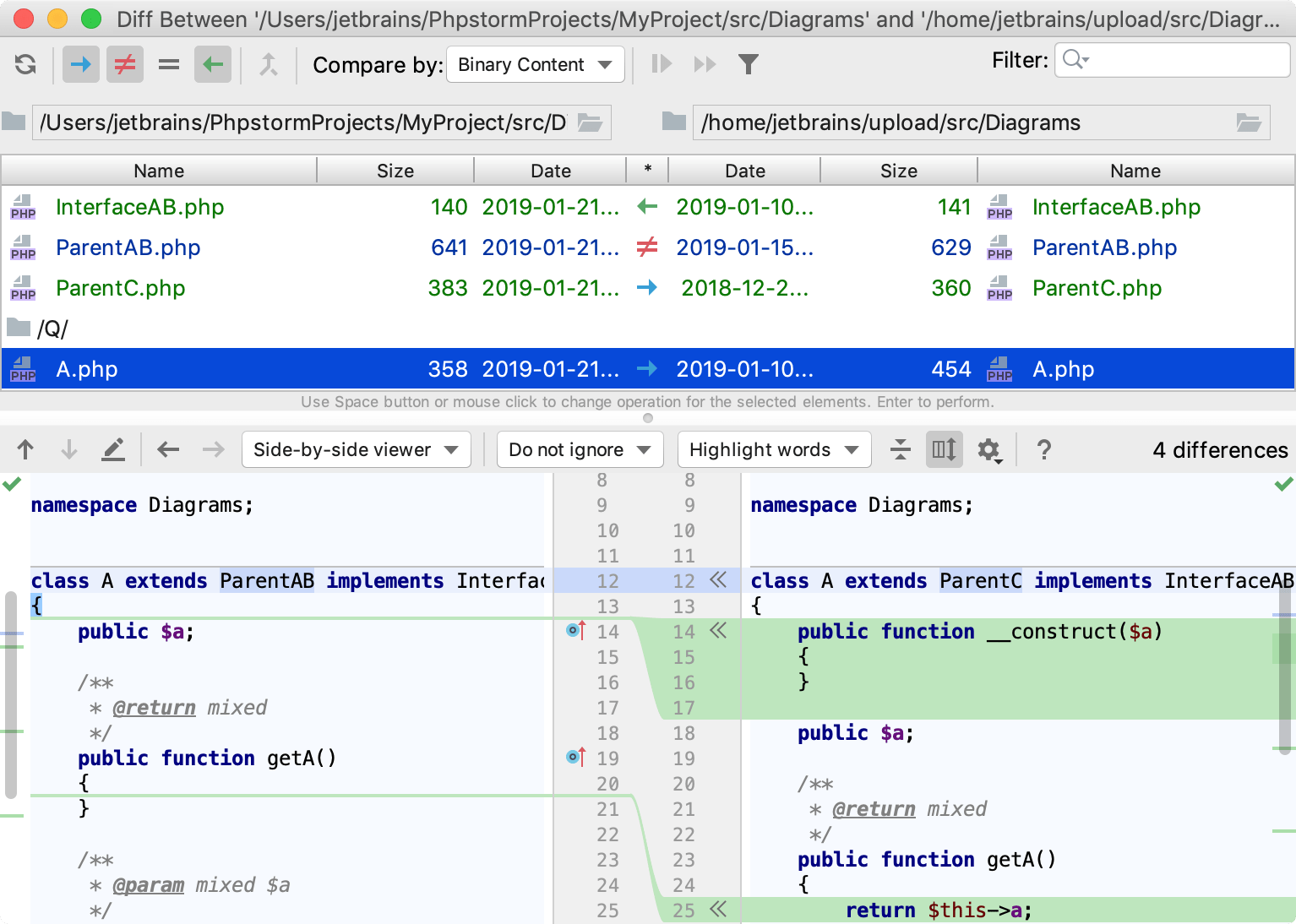 Comparing local and remote folders