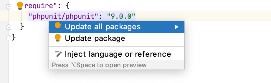 Install a package via the quick-fix