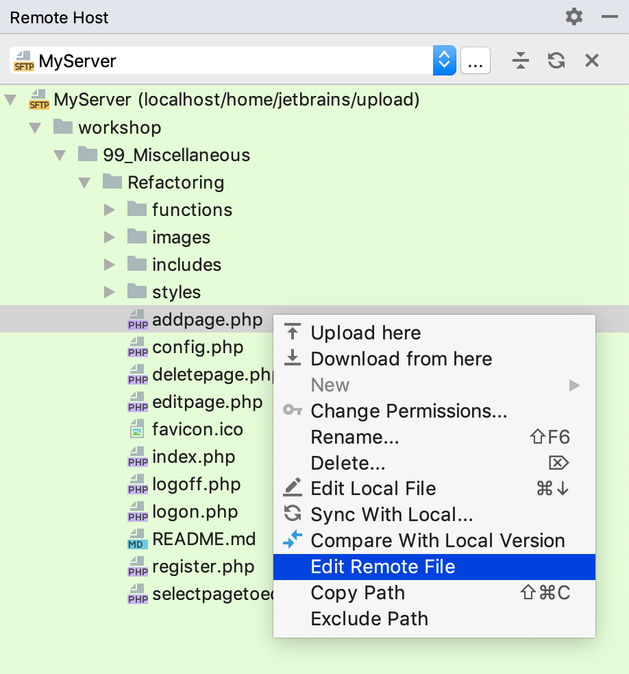 Edit a file on a remote host