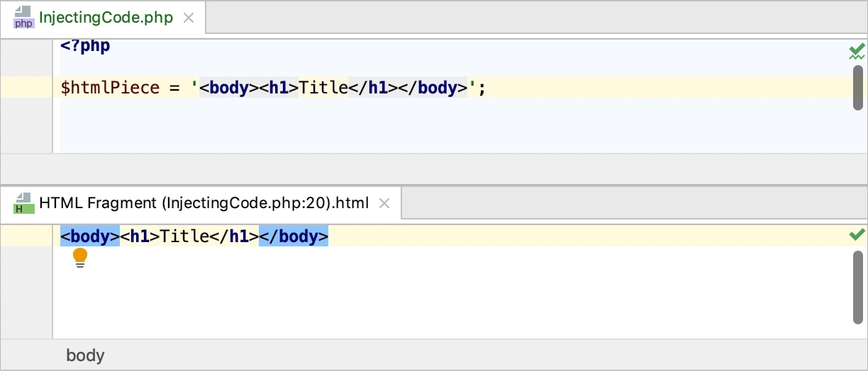 Edit the HTML fragment in the dedicated editor