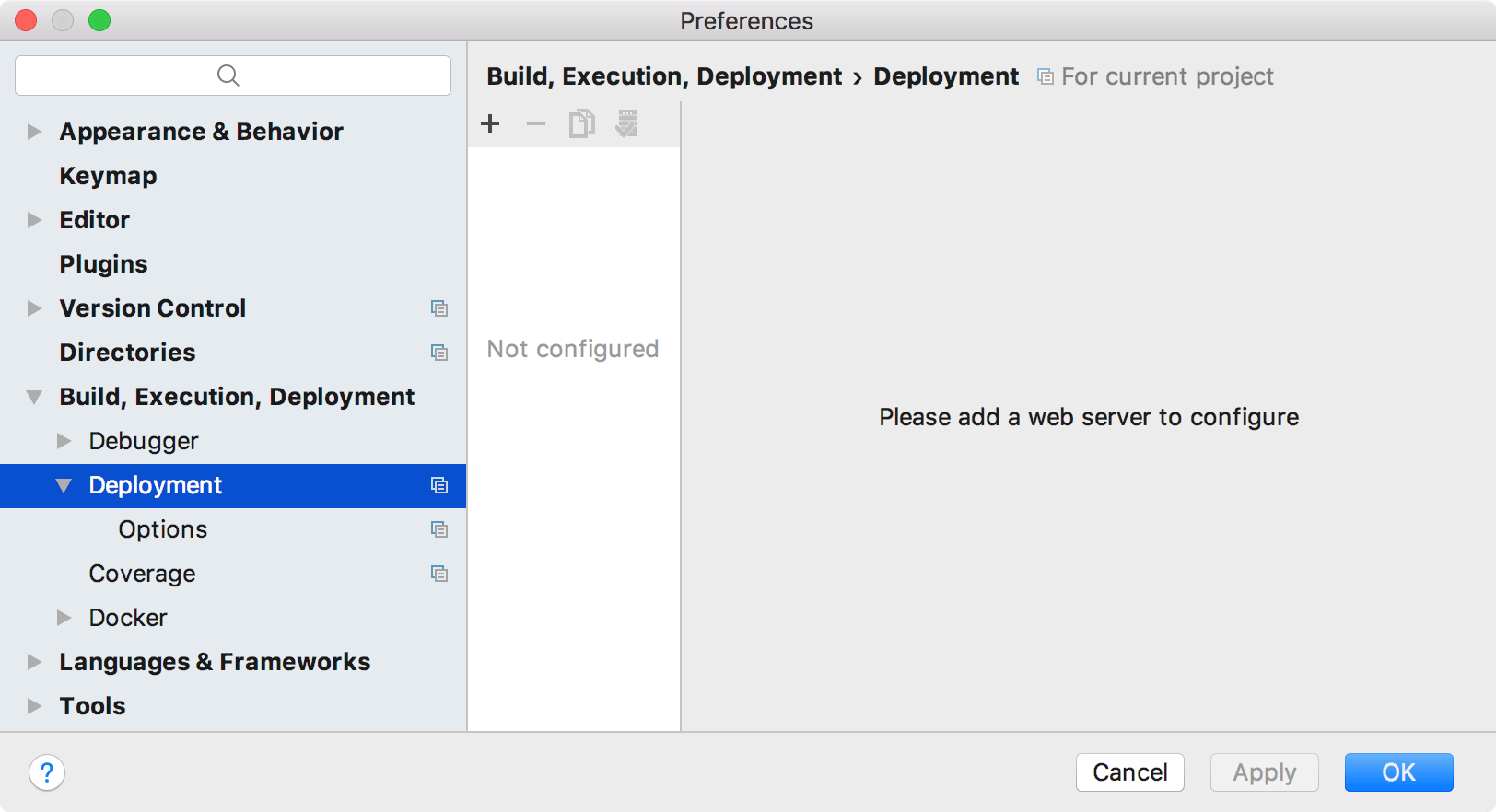 Blank Deployment Servers list