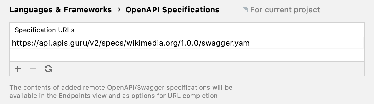 The OpenAPI Specification settings