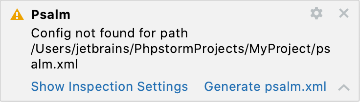 Psalm config not found notification