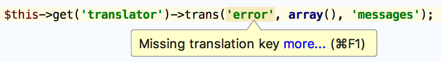 Symfony Missing translation inspection