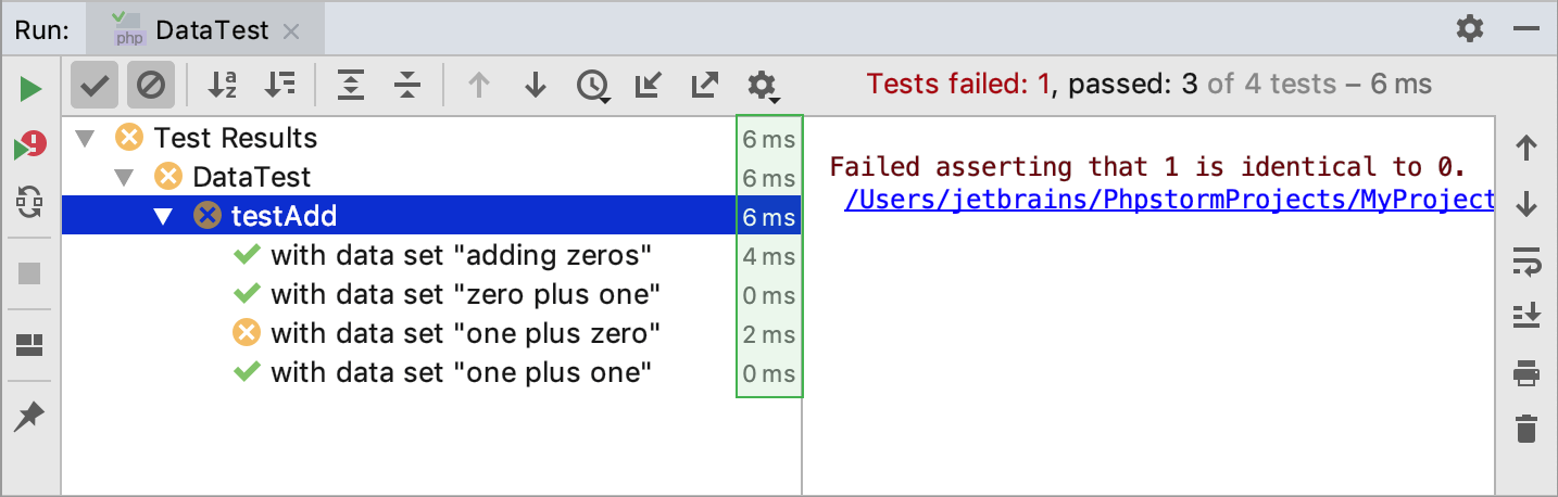 Test runner in the Run tool window