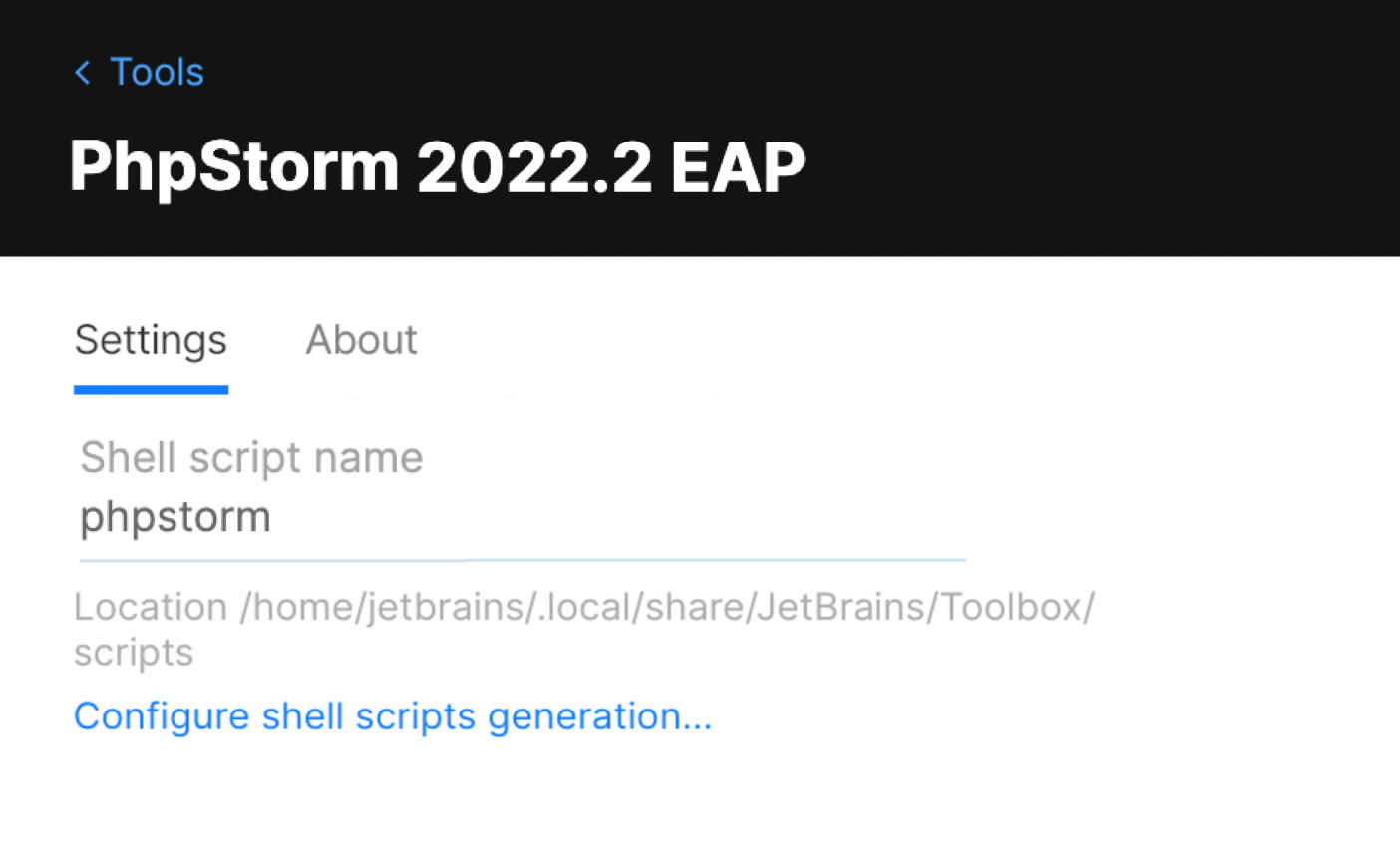 Toolbox App PhpStorm Settings