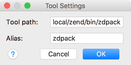 Custom Zend tool settings