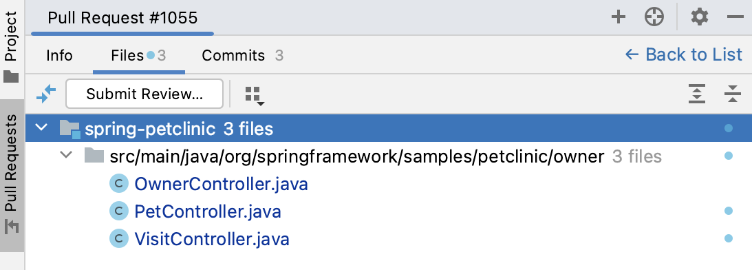 View Diff for a file in an incoming pull request