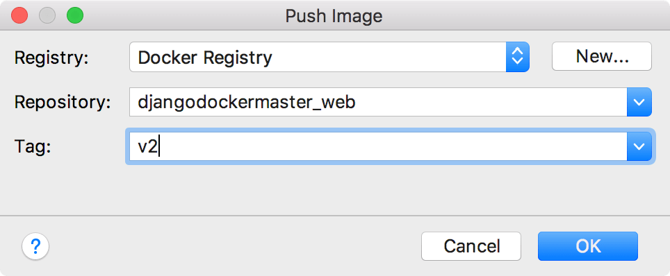 The Push Image context menu