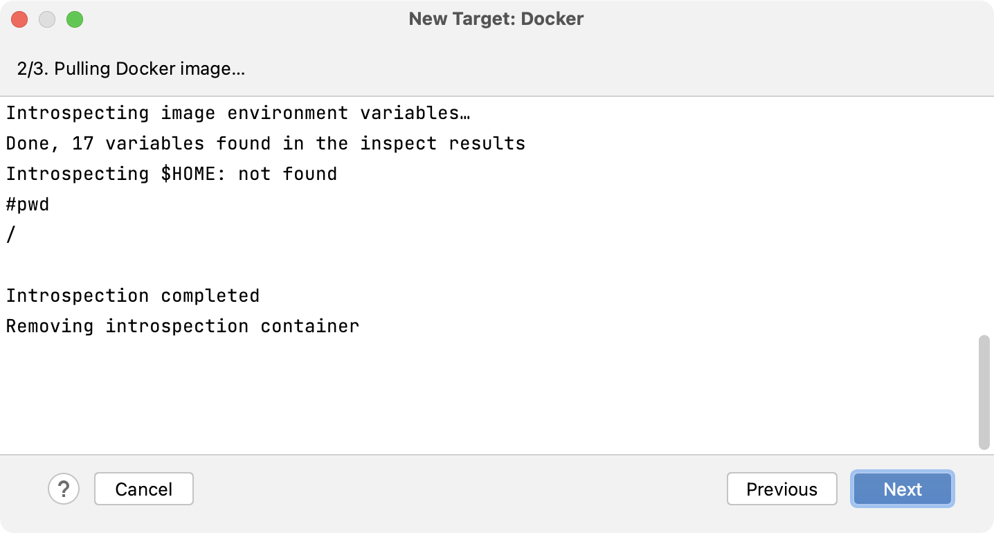 Docker container introspection is completed