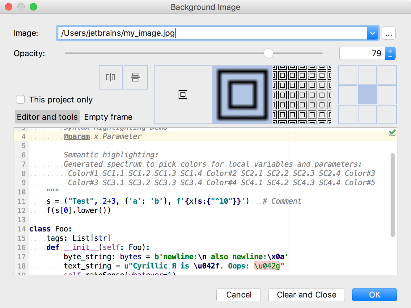 Background image | PyCharm Documentation