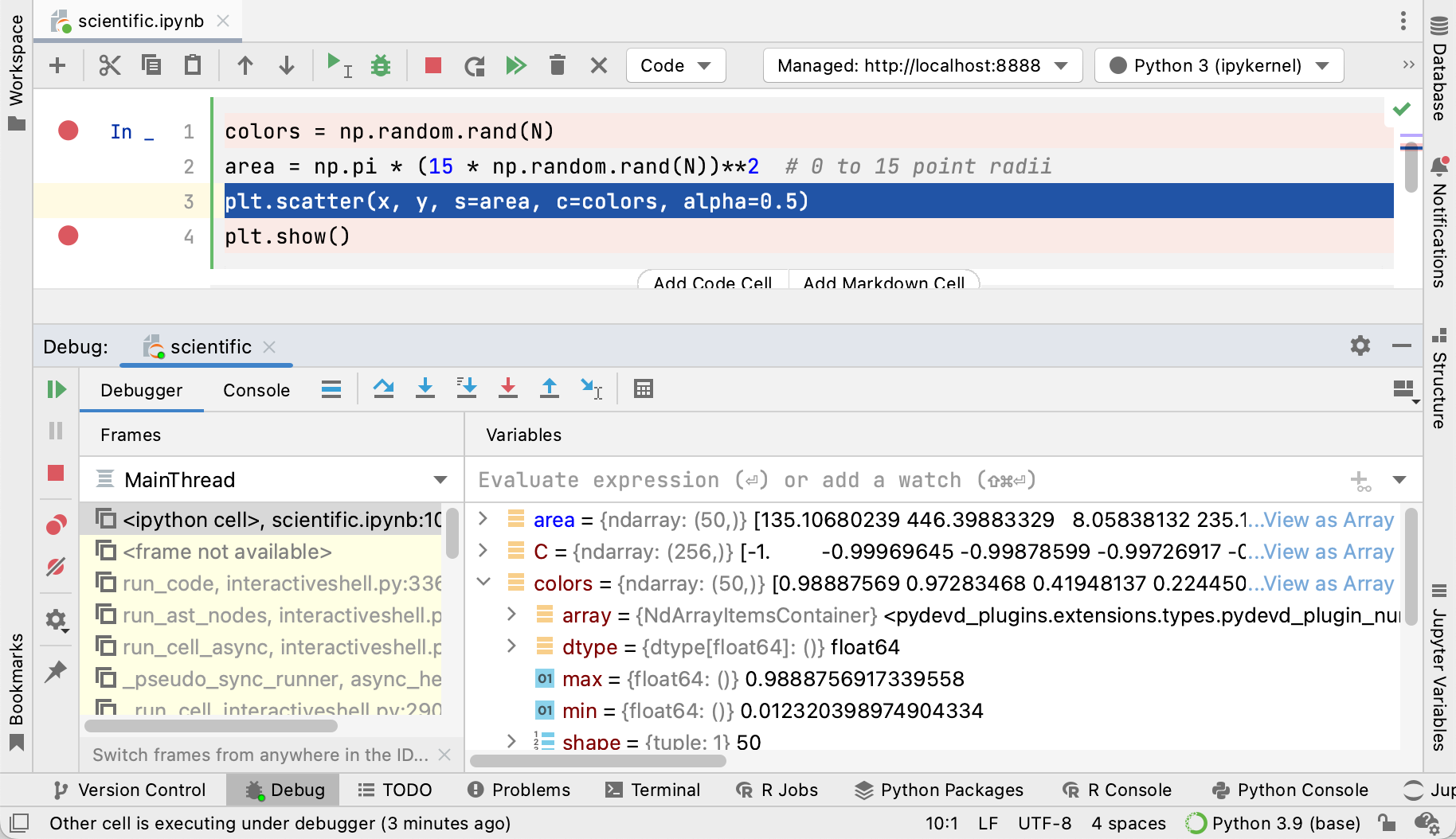 Stepping over in the Jupyter Notebook Debugger